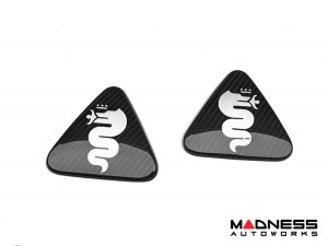  Alfa Romeo Giulia Quadrifoglio (QV) Fender Badge Cover Set - Carbon Fiber - White Biscione